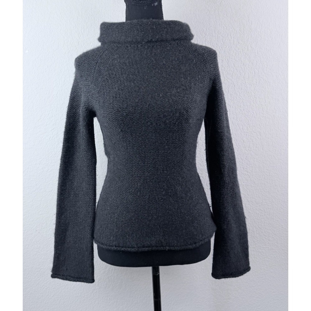 Arden B Luxe 100% Cashmere Sweater Sz S Gray Cowl Neck Bell Sleeve Quiet Luxury
